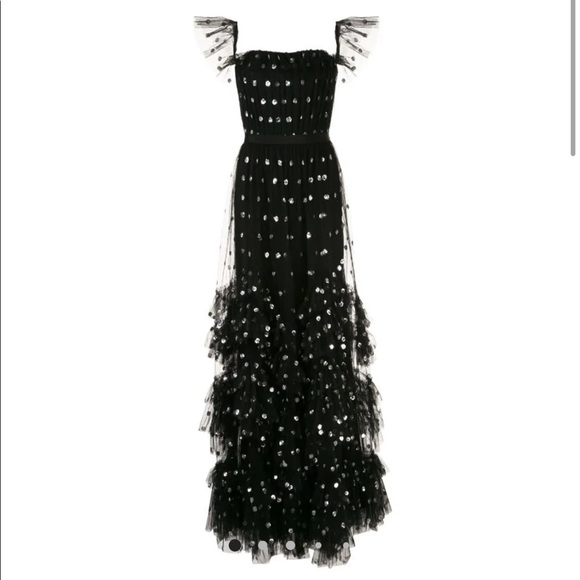 Marchesa Notte sequin embroidered ruffle gown size 8 - Picture 2 of 5